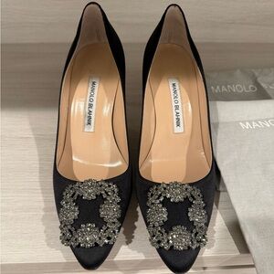 Manolo Blahnik Black Embellished Heels